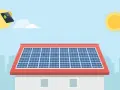 Dach z panelami fotowoltaicznymi, symbolizujący rozwój zielonej energii w Polsce. Słońce świeci, napędzając ekologiczne rozwiązania.