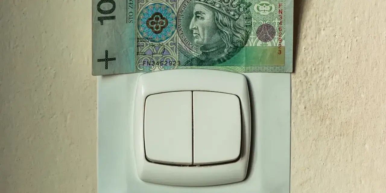 Sto złotych na włączniku światła symbolizuje opłatę sieciową zmienną całodobową.