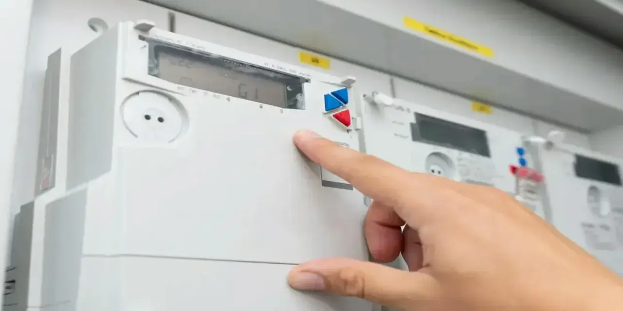 Dłoń naciska przycisk na liczniku energii elektrycznej, na wyświetlaczu widoczna jest taryfa G12n.