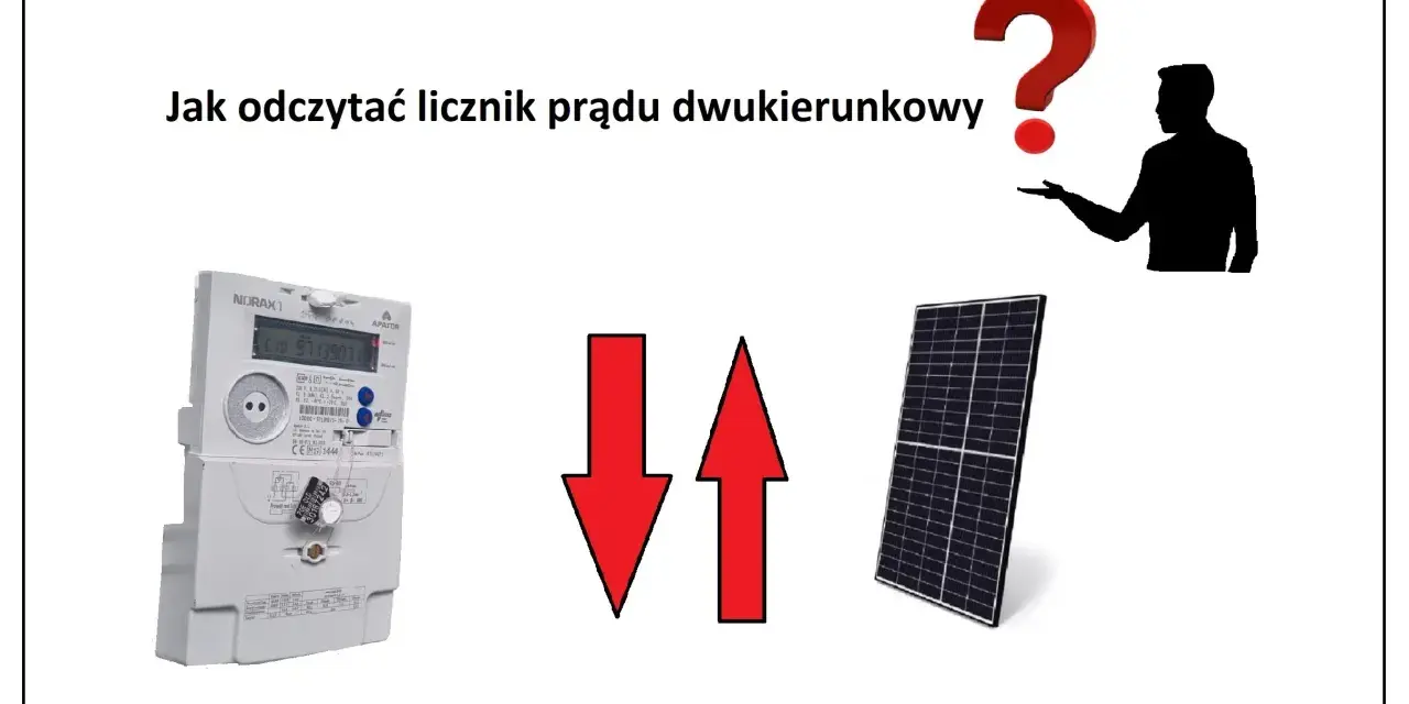 Dwukierunkowy licznik prądu i panel słoneczny. Czy licznik prądu zawyża? Pytanie z czerwonym znakiem zapytania.