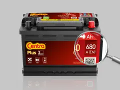 Akumulator Centra Plus 74 Ah, z mocą rozruchową 680 A (EN). Idealny do pojazdów z technologią 3DX Grid.