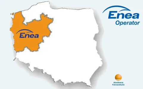 Mapa Polski z zaznaczonym na pomarańczowo obszarem działania OSD Enea Operator.