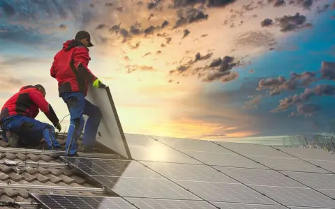 Instalatorzy montują panele fotowoltaiczne. Nawet po 10 latach ich sprawność jest kluczowa dla ekologicznej energii.