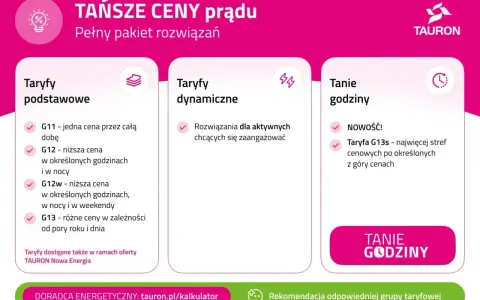 Porównanie taryf Tauron: podstawowe, dynamiczne i tanie godziny. Wybierz najlepszą opcję dla siebie.