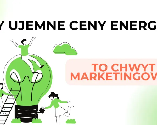 Czy ujemne ceny energii to chwyt marketingowy? Grafika przedstawia ludzi wspinających się po drabinie do wielkiej żarówki.