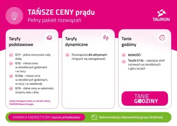 Porównanie taryf Tauron: podstawowe, dynamiczne i tanie godziny. Wybierz najlepszą opcję dla siebie.
